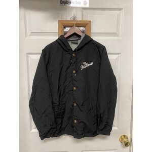 The Hundreds Mens Black Forever Slant Hooded Coach's Rain Jacket Small